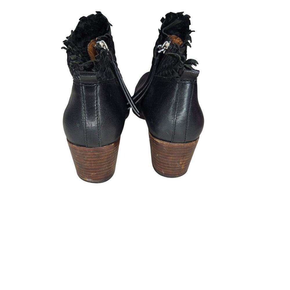 Coach Black Leather Ankle Boots Weave Detail Block Heel Size 10B - Picture 2 of 6